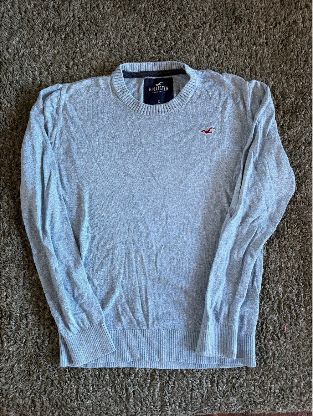 Hollister Men's Light Gray Crew Neck Sweater Size Small